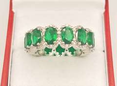 Fancy Green Gemstone & Diamond Eternity Band Ring