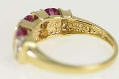 14K Yellow Gold 2.00 Ctw Natural Ruby CZ Vintage Statement Ring