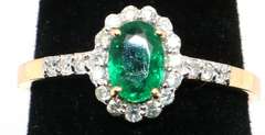 14kt Yellow Gold, Emerald, & Diamond Cocktail Ring
