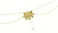 18K Yellow Gold 1940's Prasiolite Quartz Drop Elaborate Necklace
