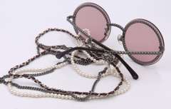 Authentic Chanel Burgandy Pearl Chain Around Sunglasses