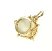 14K Yellow Gold 3D Mother of Pearl Snare Band Drum Charm/Pendant