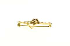 14K Yellow Gold Victorian Ruby Pearl Bow Ribbon Vintage Pin/Brooch