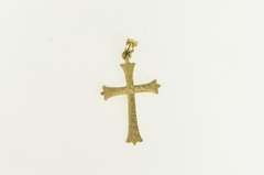 14K Yellow Gold Groove Diamond Cut Cross Christian Faith Charm/Pendant