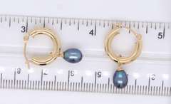 Elegant Black Fresh Water Pearl Tube Hoop Earrings