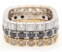 Dynamic 4.90ctw Black Top Light Brown and White Diamond Eternity Band Ring Set in 18K