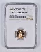 PF70 UCAM 2000-W $5 American Gold Eagle 1/10 Oz. .999 Fine Gold NGC