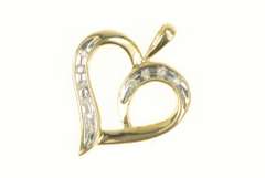 10K Yellow Gold Diamond Heart Classic Love Symbol Pendant
