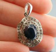 Star Sapphire with Diamond white Topaz pendant