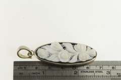 Sterling Silver Carved Onyx Floral Rose Bouquet Statement Pendant