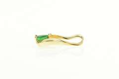 14K Yellow Gold Pear Emerald Diamond Ornate Freeform Pendant