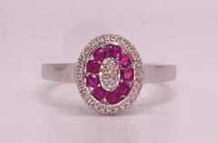 18KT SOLID WHITE GOLD, RUBY, & DIAMOND RING