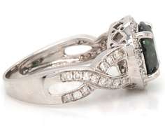 Majestic 3.00ctw Round Irradiated Green and White Single Cut Diamonds Halo Ring