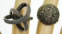 2 Ornate Sterling Silver Marcasite Rings, 6 & 6.5