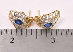 Dazzling Blue Sapphire Earring in 14K Yellow Gold