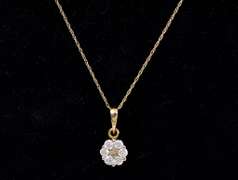 Fancy Floral Diamond Pendant in Yellow Gold