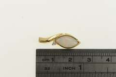 14K Yellow Gold Marquise Opal Diamond Accent Vintage Pendant