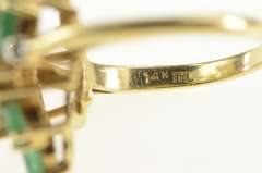 14K Yellow Gold Marquise Natural Emerald Diamond Cluster Ring