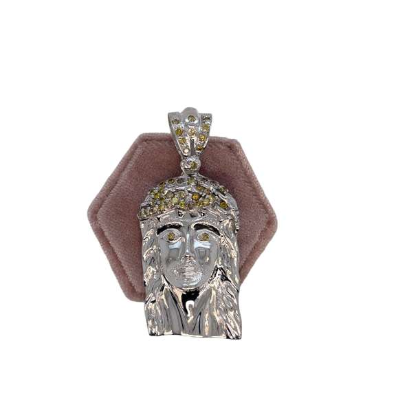 14K WHITE GOLD RELIGION CHARM DIAMONDS
