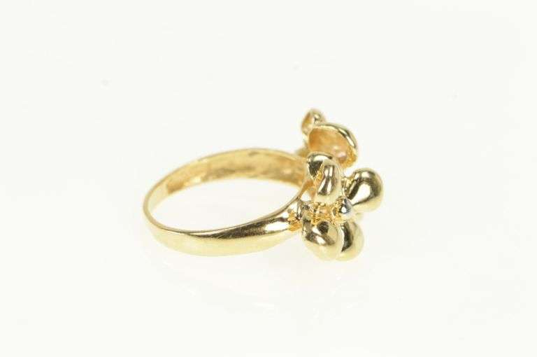 14K Yellow Gold Daisy Flower Puffy Groovy Vintage Statement Ring