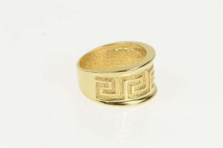 14K Yellow Gold Graduated Greek Wave Key Pattern Band Ring