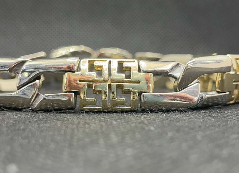 TWO TONE 14K YELLOW/WHITE GOLD DESIGNER INSPIRED BRACELET