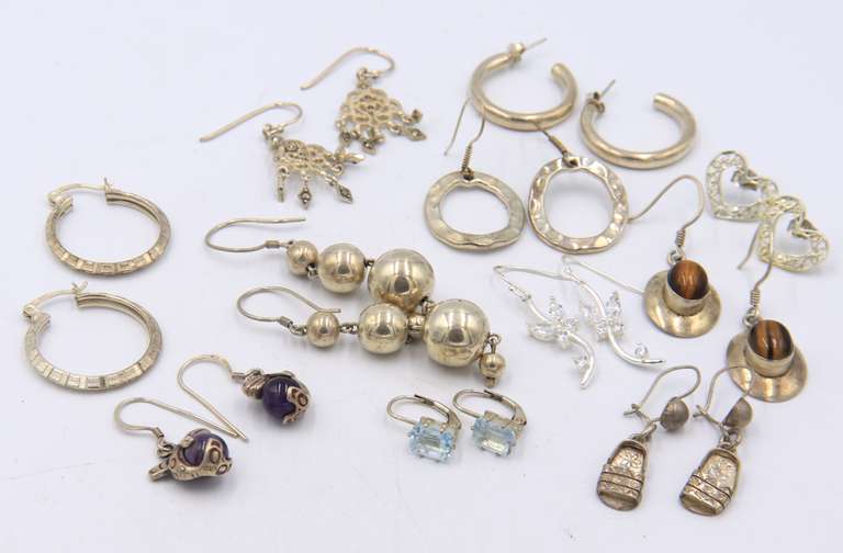 Group Lot of Vintage 925 Sterling Silver Earrings