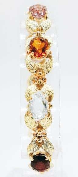 Exquisite 18k Gold Polychromatic Gemstone Bracelet