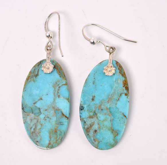 Turquoise Dangle Earrings In Sterling Silver