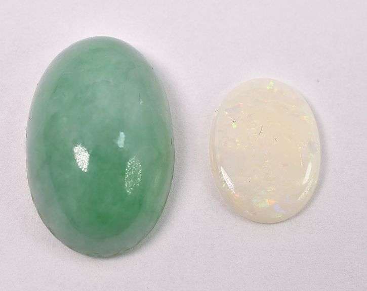 Jadeite And Opal Gem From Pre-Owned Jewlery