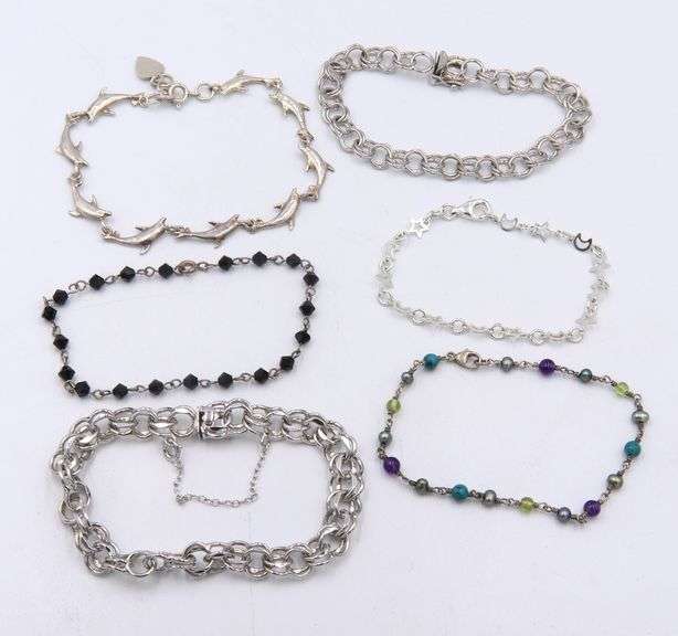 Lot of 6 Vintage 925 Sterling Silver Bracelets