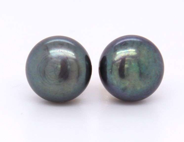 Yellow Gold Button Pearl Stud Earrings
