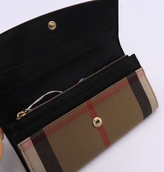 BUrberry Black Leather Check Wallet
