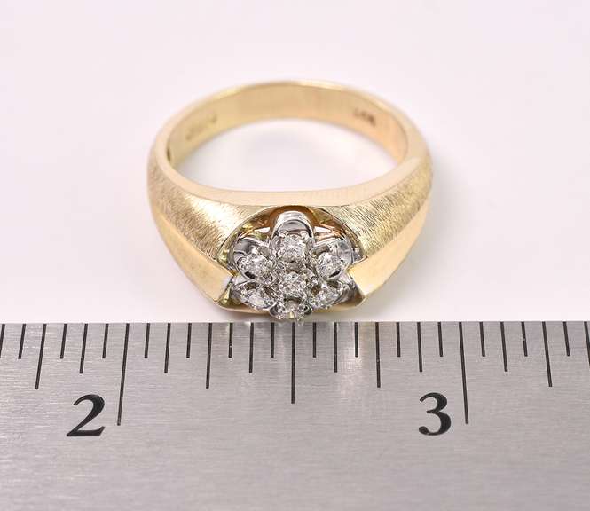 Sturdy Diamond Ring In 14K Yellow Gold