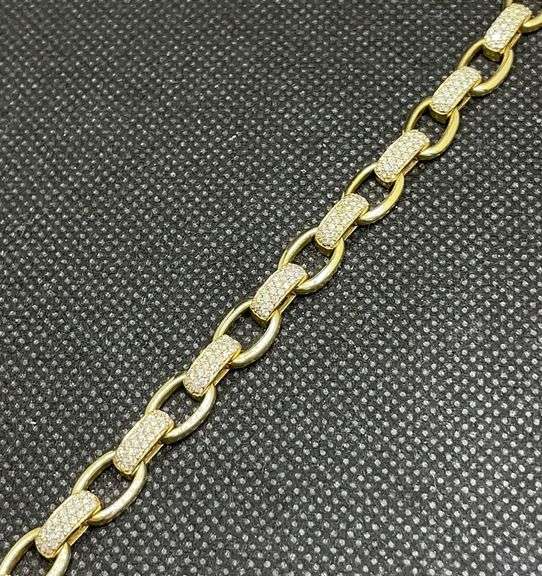 SPARKLING 1.43 CT T.W. ROUND DIAMOND PAVE 18K YELLOW GOLD BRACELET