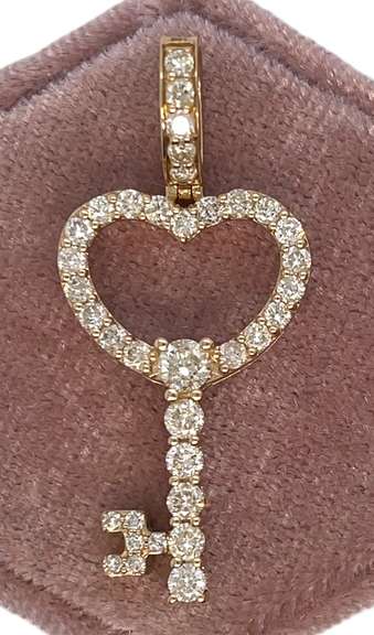 14K YELLOW GOLD KEY CHARM WITH DIAMONDS