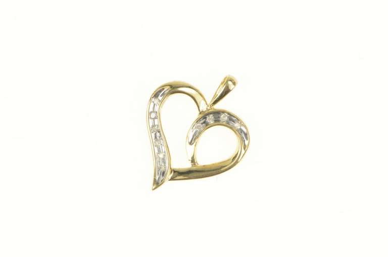 10K Yellow Gold Diamond Heart Classic Love Symbol Pendant