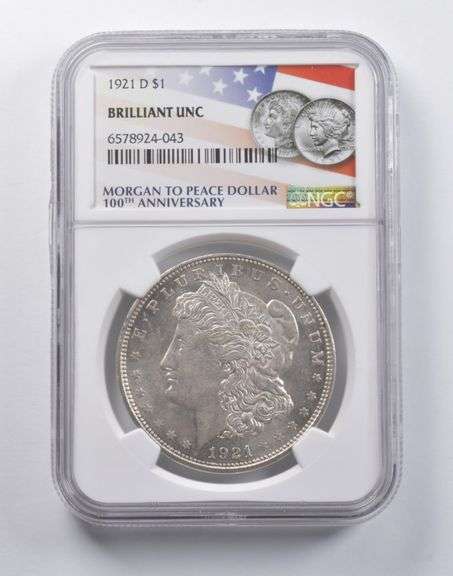 BU 1921-D Morgan Silver Dollar 100th Anniversary NGC