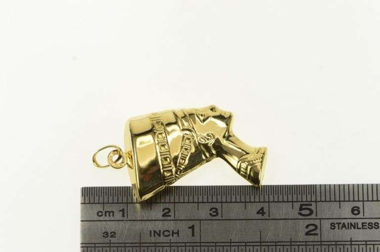 18K Yellow Gold 3D Puffy Queen Nefertiti Ancient Egyptian Pendant