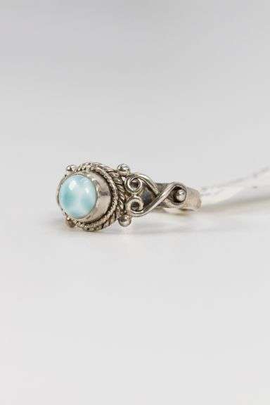 Sterling Silver Natural Larimar Gemstone Ring Size 6