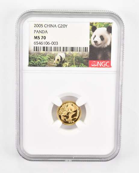 MS70 2005 China 20 Gold Yuan - Panda - Graded NGC