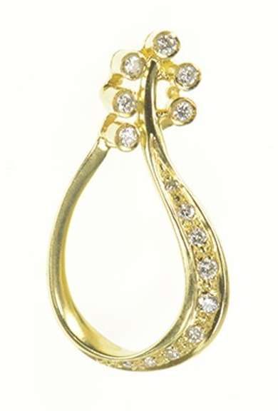 14K Yellow Gold 0.27 Ctw Diamond Ornate Floral Loop Slide Pendant