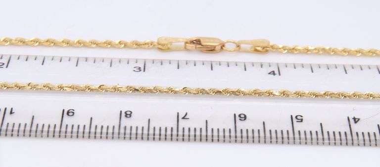 Cute Diamond Cut Rope Chain Necklace in Yellow Gold