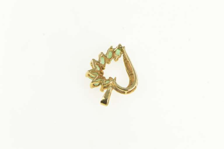 10K Yellow Gold Marquise Natural Emerald Diamond Heart Pendant