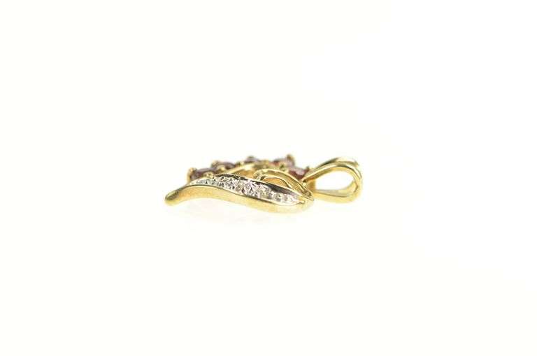 10K Yellow Gold Sim. Garnet & Diamond Heart Love Symbol Pendant