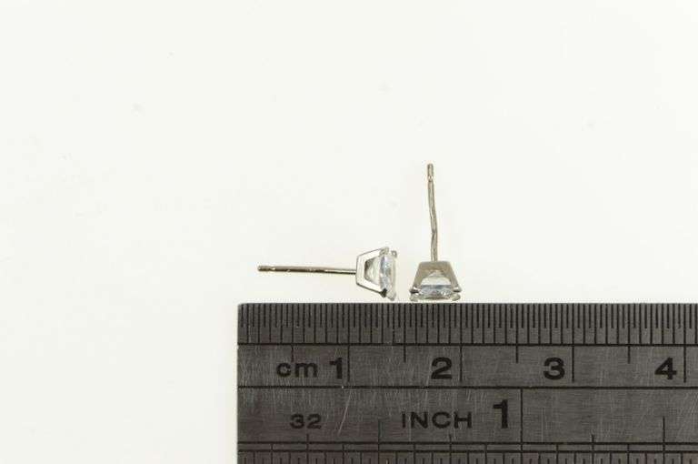 10K White Gold Square Classic CZ Solitaire Vintage Stud Earrings