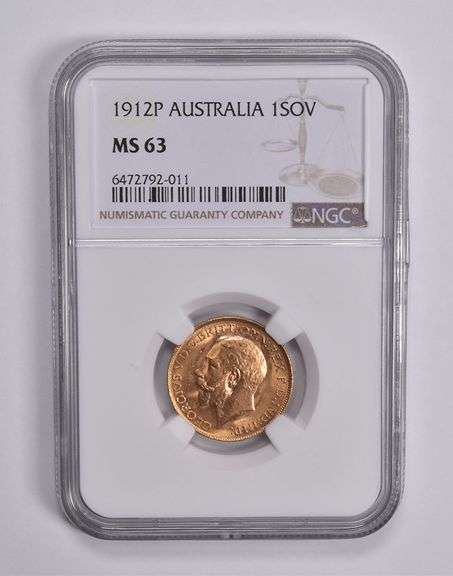 MS63 1912 P Australia Gold 1 Sovereign NGC