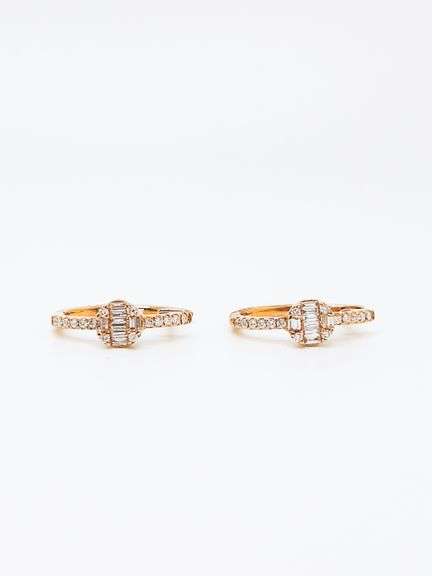 Ornate 18kt Rose Gold Diamond Hoop Earrings