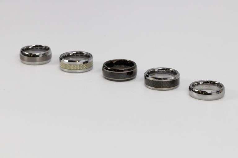 Lot of 5 Size 5.5 Tungsten Carbide Rings in Various Styles