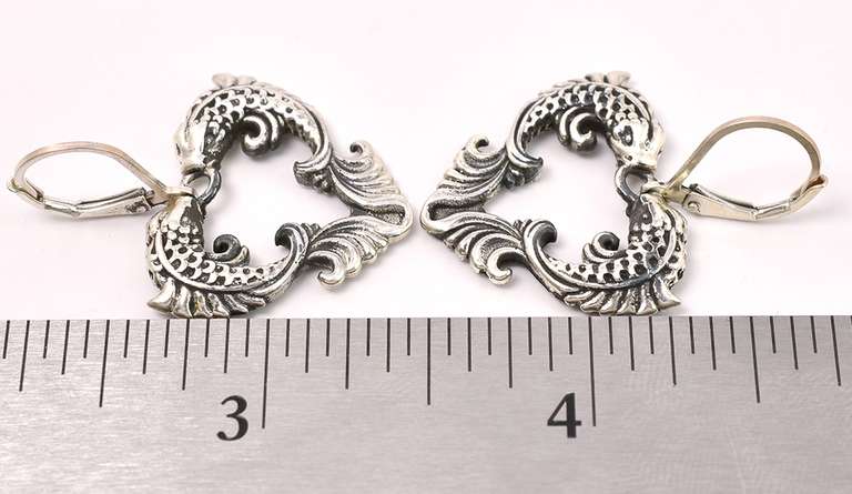 Fish Dangle Earrings In Sterling Silver